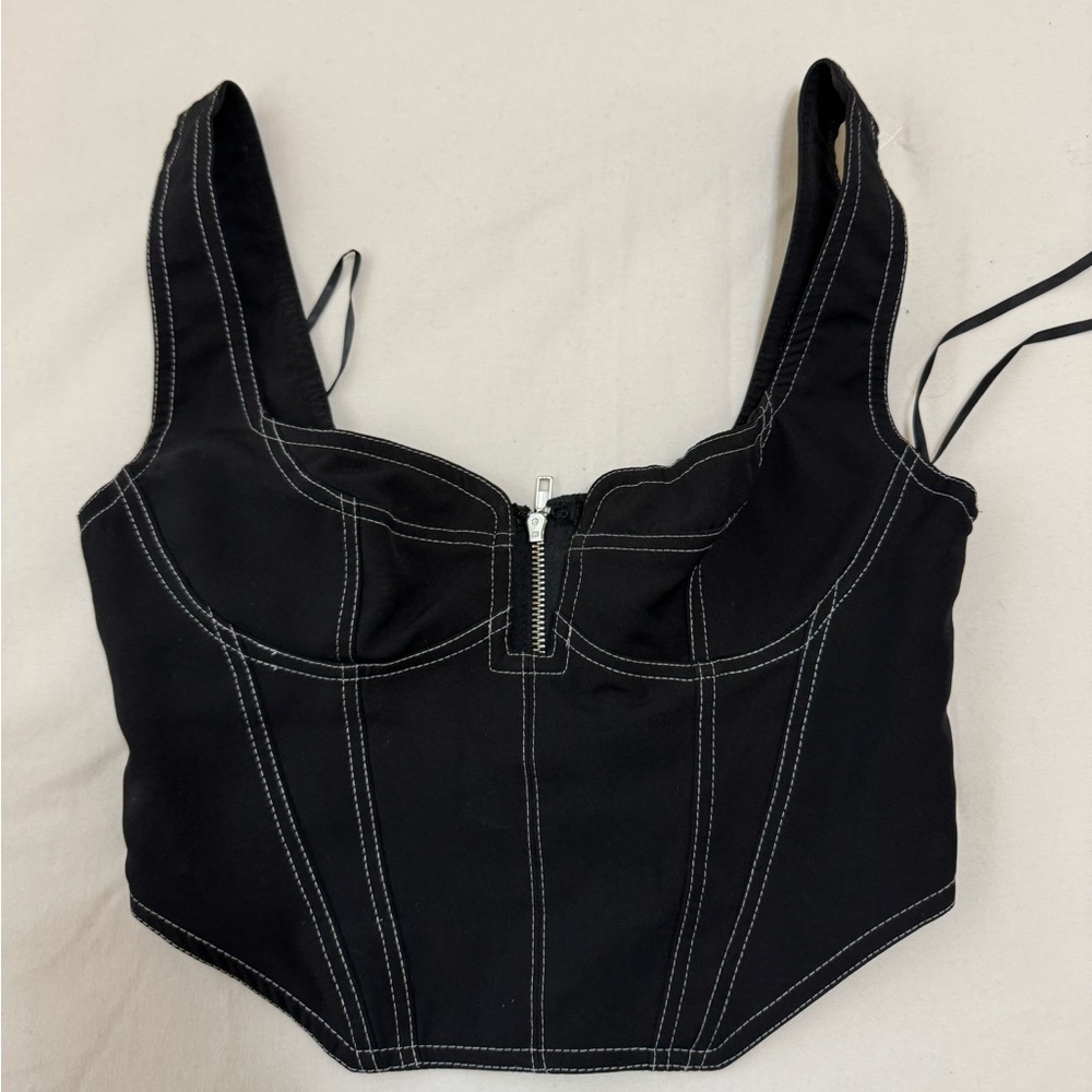 White Fox Corset Black and White top